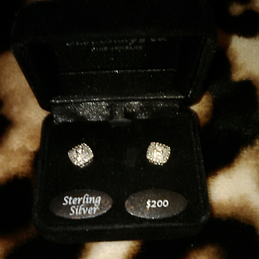 Sterling Silver Diamond Earrings